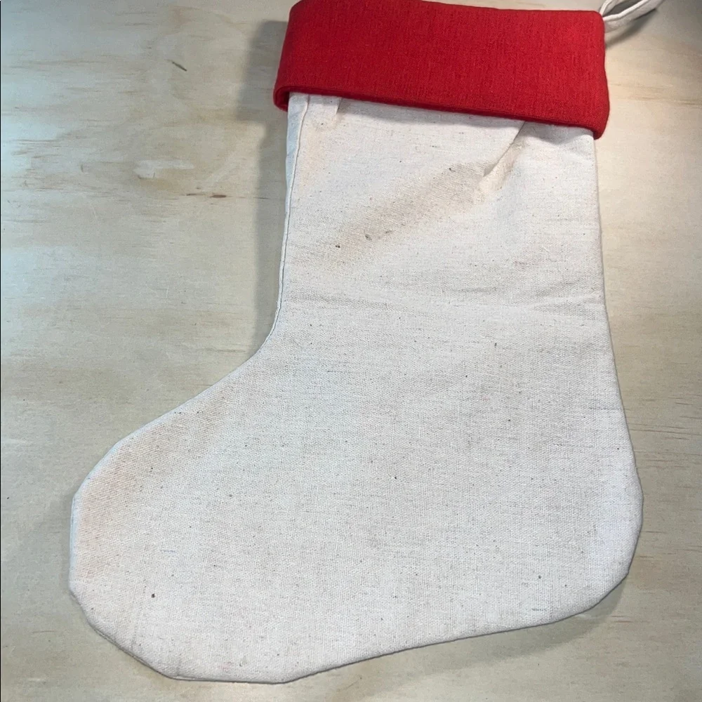 Red and Cream Rustic Christmas Stocking